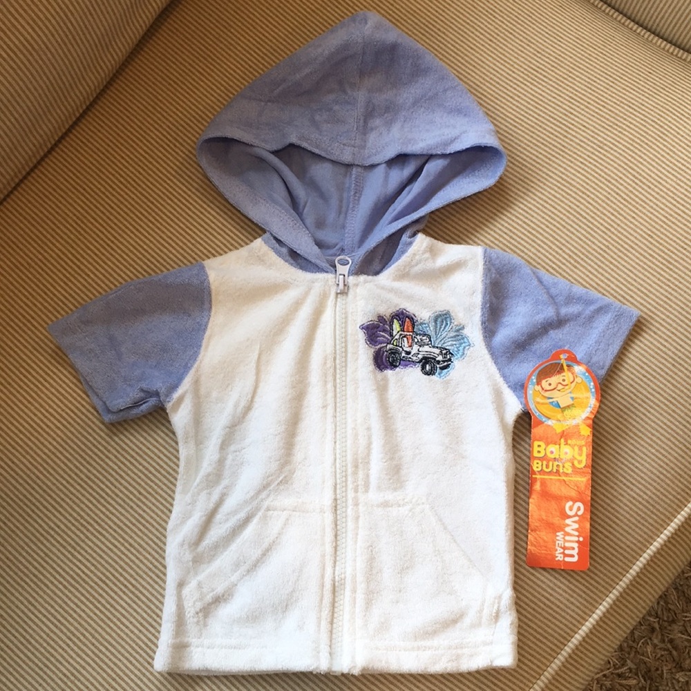 NWT Baby Buns terrycloth hooded zip up shirt